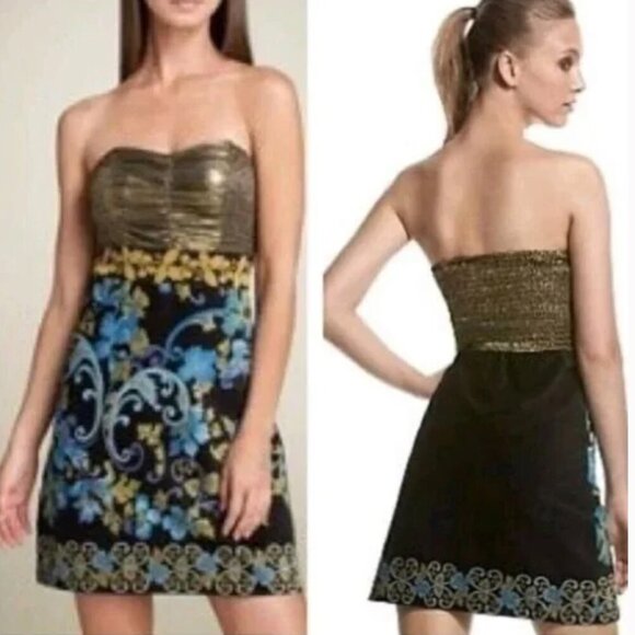 Free People Dresses & Skirts - Vintage Free People Lost In Paradise Metallic Velvet Mini Dress Valentines SZ 2